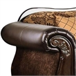 Benjara Leatherette Sofa with Intricate Carving and Jacobean Pattern- Dark Brown