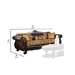 Benjara Leatherette Sofa with Intricate Carving and Jacobean Pattern- Dark Brown