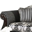 Benjara Sofa with Scalloped Crown Top Back and Damask Pattern- Gray