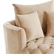 Benjara Swivel Accent Chair with Curved Design and Button Tufting- Beige