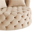 Benjara Swivel Accent Chair with Curved Design and Button Tufting- Beige