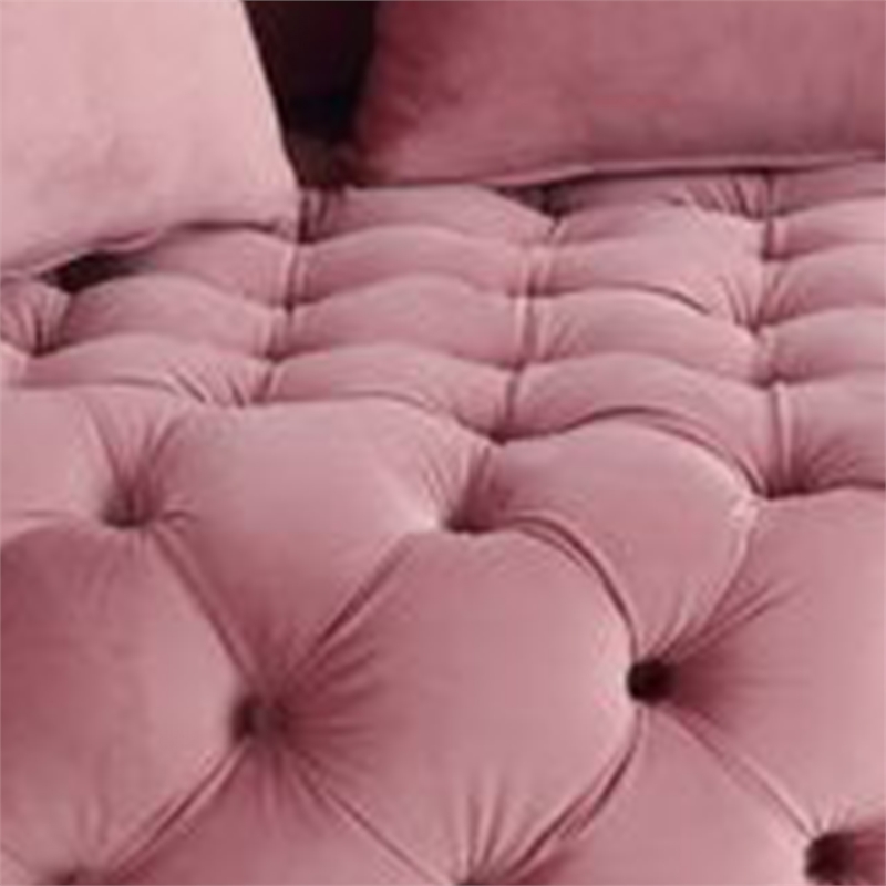 Benjara Swivel Accent Chair with Curved Design and Button Tufting- Pink