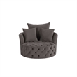 Benjara Swivel Accent Chair with Curved Design and Button Tufting- Dark Gray