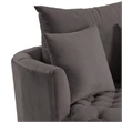 Benjara Swivel Accent Chair with Curved Design and Button Tufting- Dark Gray
