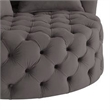 Benjara Swivel Accent Chair with Curved Design and Button Tufting- Dark Gray