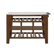 Benjara 4 Tier Kitchen Isl& with Slatted Shelves & Side Handle- Brown & White