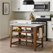 Benjara 4 Tier Kitchen Isl& with Slatted Shelves & Side Handle- Brown & White