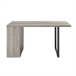 Benjara Dining Table with 3 Side Open Compartments & Metal Trim Inlay- Oak Gray
