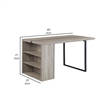 Benjara Dining Table with 3 Side Open Compartments & Metal Trim Inlay- Oak Gray