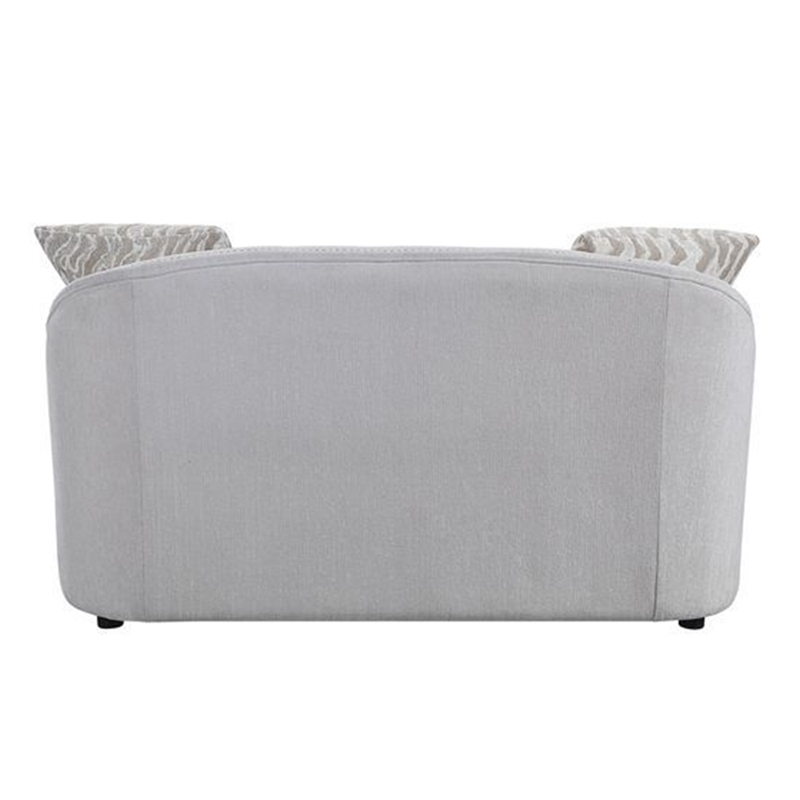 Benjara Loveseat with Rounded Back and Nailhead Trim- Offwhite