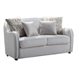 Benjara Loveseat with Rounded Back and Nailhead Trim- Offwhite