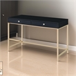 Benjara Writing Desk with 2 Storage Compartments- Black and Gold
