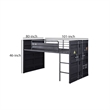 Benjara Twin Loft Bed with Metal Frame and Slide- Gray