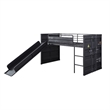 Benjara Twin Loft Bed with Metal Frame and Slide- Gray