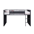 Benjara Twin Loft Bed with Metal Frame and Slide- Gray