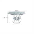 Benjara Dining Table with Glass Top and Mirrored Pedestal Base- Silver