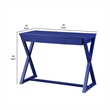 Benjara Writing Desk with X Base and 1 Center Drawer- Blue