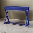 Benjara Writing Desk with X Base and 1 Center Drawer- Blue