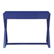 Benjara Writing Desk with X Base and 1 Center Drawer- Blue