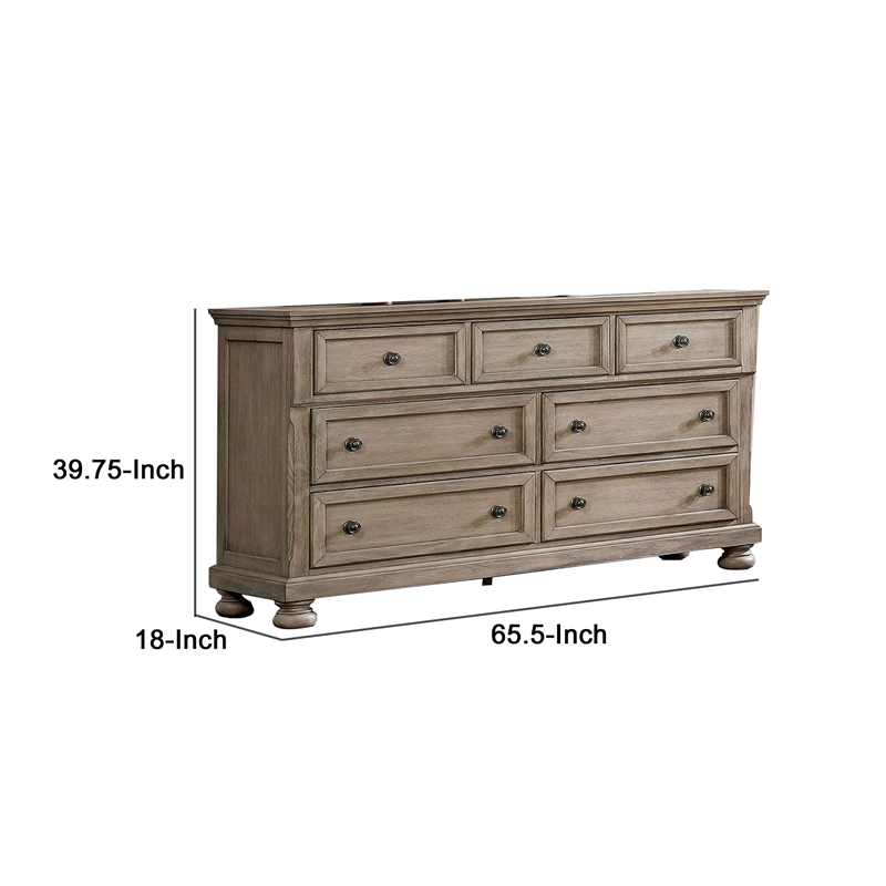 Benjara Dresser with 1 Hidden Drawer and Weathered Look- Gray