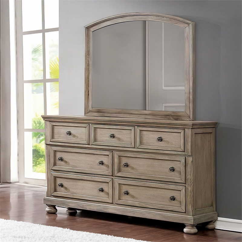 Benjara Dresser with 1 Hidden Drawer and Weathered Look- Gray