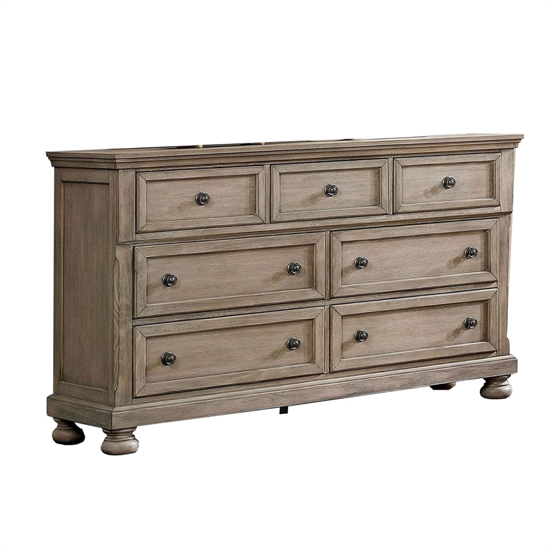 Benjara Dresser with 1 Hidden Drawer and Weathered Look- Gray