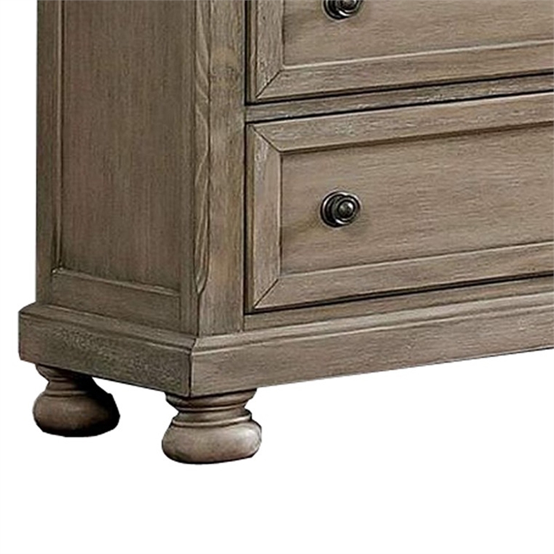 Benjara Dresser with 1 Hidden Drawer and Weathered Look- Gray