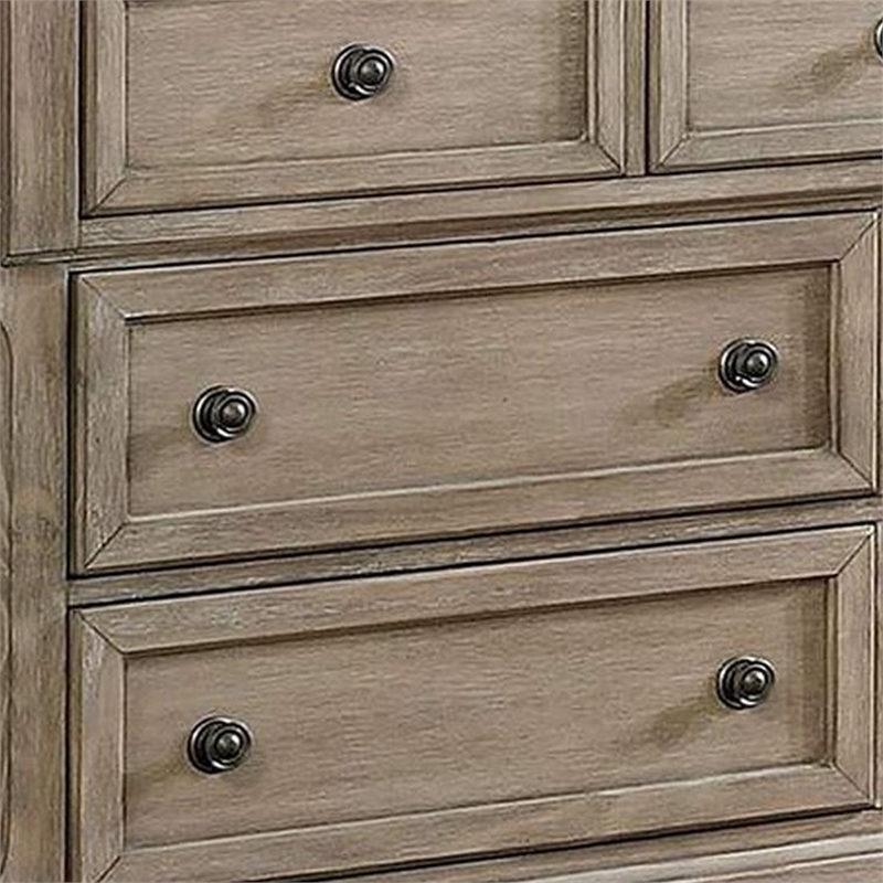 Benjara Dresser with 1 Hidden Drawer and Weathered Look- Gray