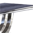 Benjara Dining Table with Faux Marble Top and Open Pedestal Base- Chrome