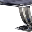 Benjara Dining Table with Faux Marble Top and Open Pedestal Base- Chrome