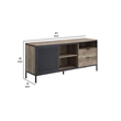 Benjara TV Stand with Metal Frame- Rustic Oak Brown and Black