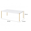 Benjara Coffee Table with Metal Tube Legs- White and Gold