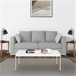 Benjara Coffee Table with Metal Tube Legs- White and Gold