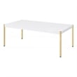 Benjara Coffee Table with Metal Tube Legs- White and Gold