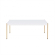 Benjara Coffee Table with Metal Tube Legs- White and Gold