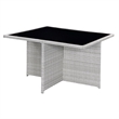 Benjara 9 Piece Patio Set with Wicker Frame and Ottoman- White
