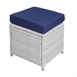 Benjara 9 Piece Patio Set with Wicker Frame and Ottoman- White