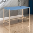 Benjara Writing Desk with USB Dock and Metal Legs- Blue and Rose Gold