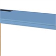 Benjara Writing Desk with USB Dock and Metal Legs- Blue and Rose Gold