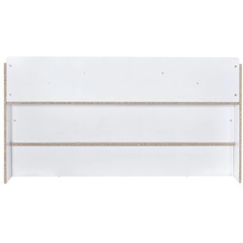 Benjara Queen Bed with 6 Under Compartments and Storage Headboard- White