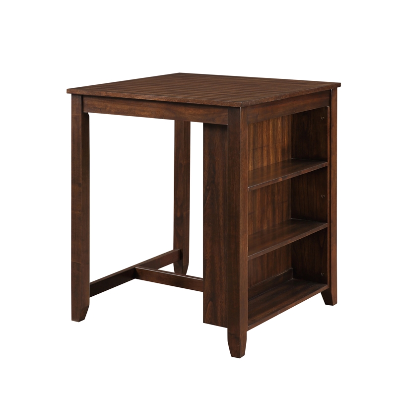Benjara Gary 3 Piece Counter Table Set- Cherry Brown
