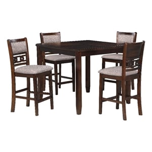 Benjara Gary 42&quot 5 Piece Counter Table Set- Cherry Brown