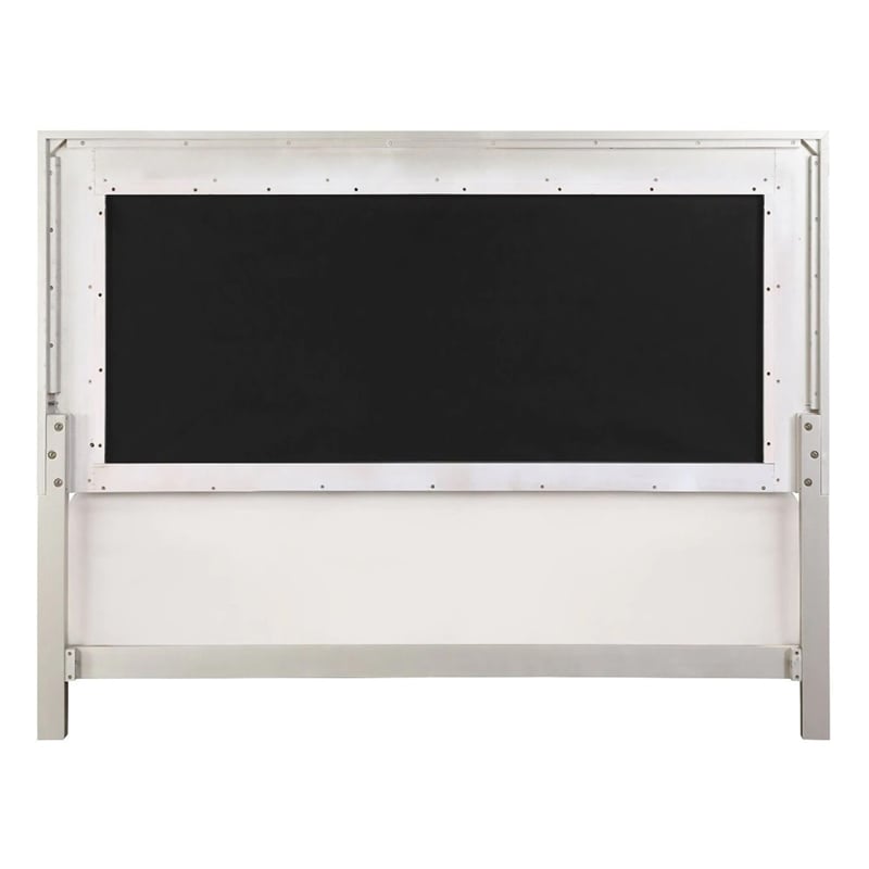 Benjara Lee 2 Drawer Faux Leather Tufted King Bed- Champagne