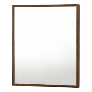 Benjara Noe 40&quot Modern Wall Mirror- Sleek Wood Frame- Walnut Veneer