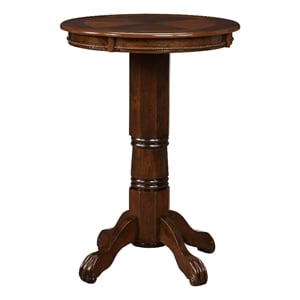 Benjara Ava 42&quot Wood Pub Bar Table- Sunburst Design- Carved Pedestal- Cappuccino