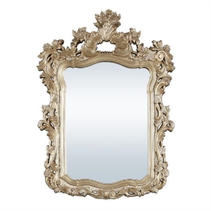 Benjara 56&quot Wall Mirror- Ornate Carving- Champagne Gold