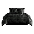 Benjara Jay 7 Piece King Comforter Set- Polyester Velvet- Deluxe Texture Black
