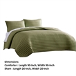 Benjara Cabe 3 PC Queen Comforter Set- Polyester Puffer Channel Quilted- Green