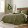 Benjara Cabe 3 PC Queen Comforter Set- Polyester Puffer Channel Quilted- Green