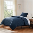 Benjara Cabe 2 PC Twin Comforter Set- Polyester Puffer Channel Quilted Navy Blue